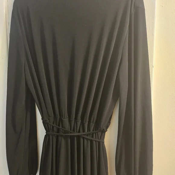 Elegant Black Wrap Dress Long Sleeves Size 3XL - Picture 8 of 12